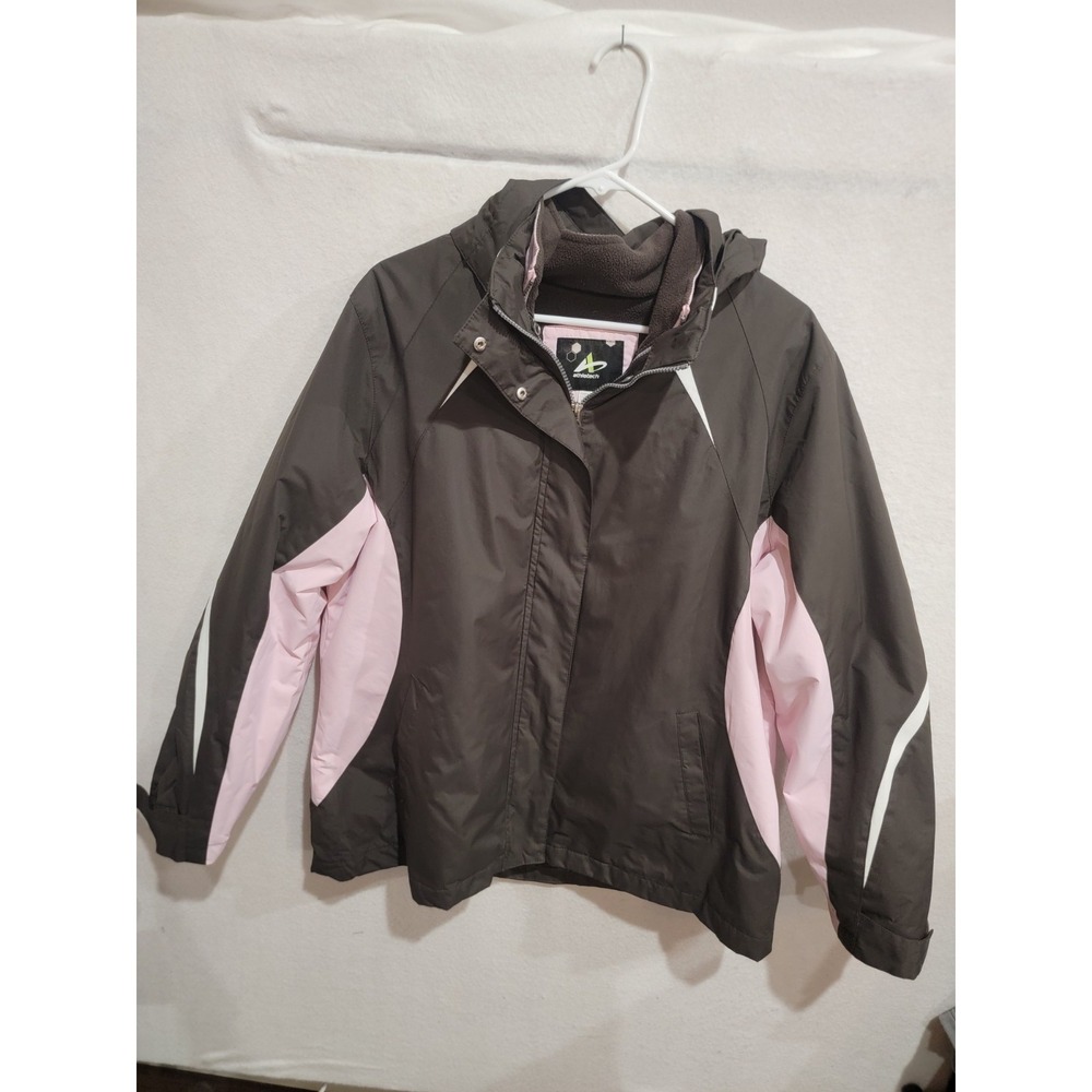 Athletech Women XL 3-in-1 Interchange Winter Jacket‎ Hood Brown Outer Pink Liner
